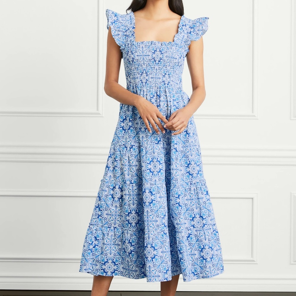 Hill House Home Ellie Nap Dress Blue and White Mosaic